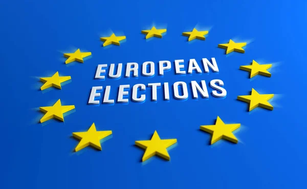 Eleições Europeias Título Branco Bandeira Azul Europa Cercado Por Estrelas — Fotografia de Stock