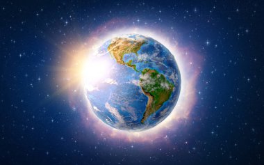 Küresel gezegen Dünya'da, Amerika'nın ısınma. 3D çizim - Nasa tarafından döşenmiş bu görüntü unsurları.