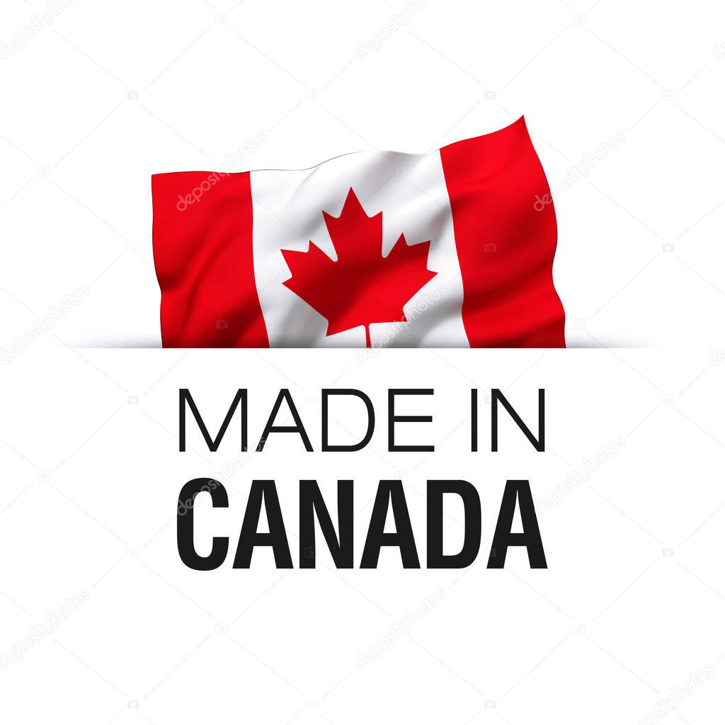 Made in Canada - Guarantee label with a waving Canadian flag.
