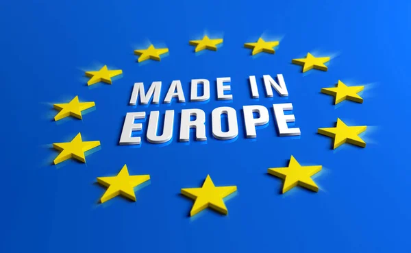 Made Europe Guarantee Label European Union Yellow Stars Blue Background — Stock Photo, Image