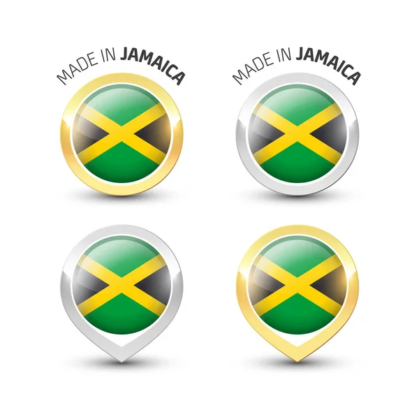 Made in Jamaica - Rótulos redondos com bandeiras —  Vetores de Stock