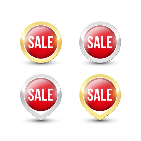 Röda runda försäljning ikoner — Stock vektor