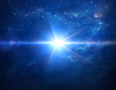 Cosmic blue star blast in outer space clipart
