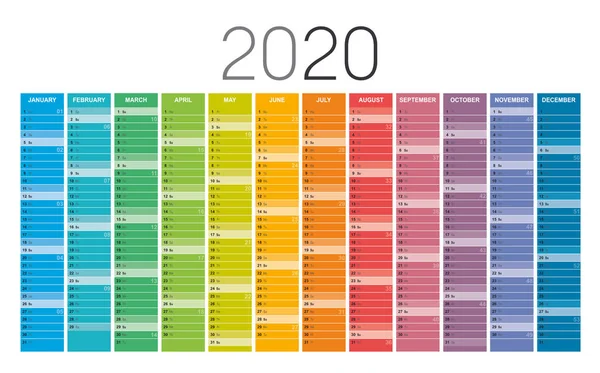 Рік 2020 календар — стоковий вектор