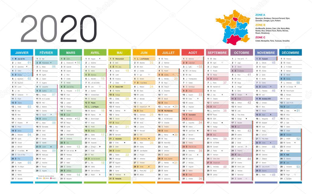 Year 2020 French calendar