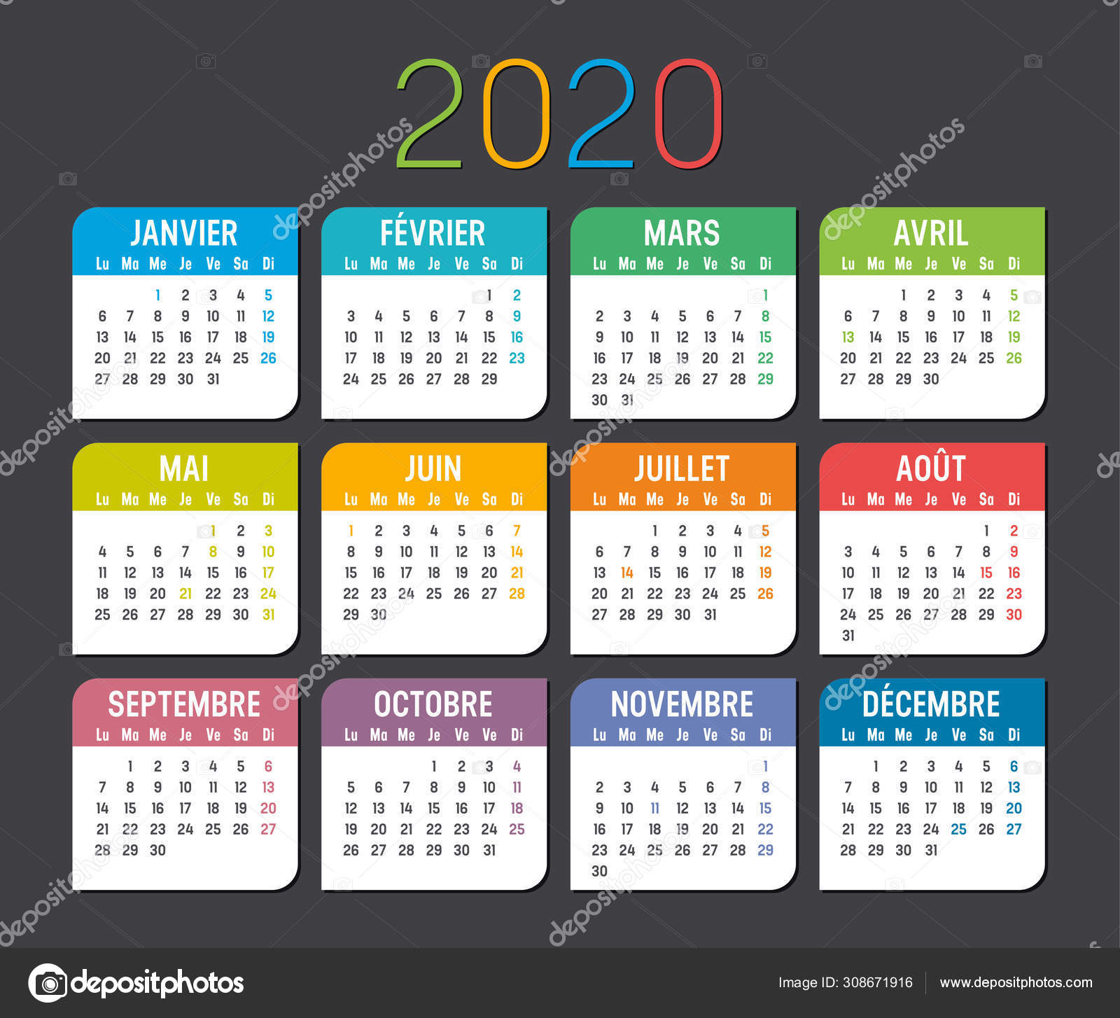 Year Calendar In French Vector Image By C Titoonz Vector Stock