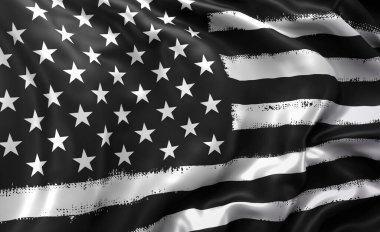 Siyah hayatlar rüzgarda dalgalanan bayrak gibidir. Tam sayfa çizgili siyah beyaz Amerikan bayrağı. 3B illüstrasyon.