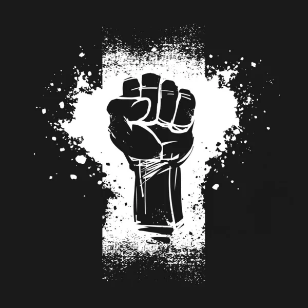 Siyah Arka Planda Direnişin Sembolü Olarak Yükseltilmiş Yumruk Çizimi Siyahların — Stok fotoğraf