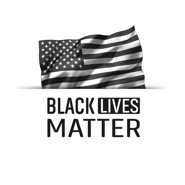 Ikona Black Lives Matter Černobílá Pruhovaná Vlajka Usa Izolovaná Bílém — Stock fotografie
