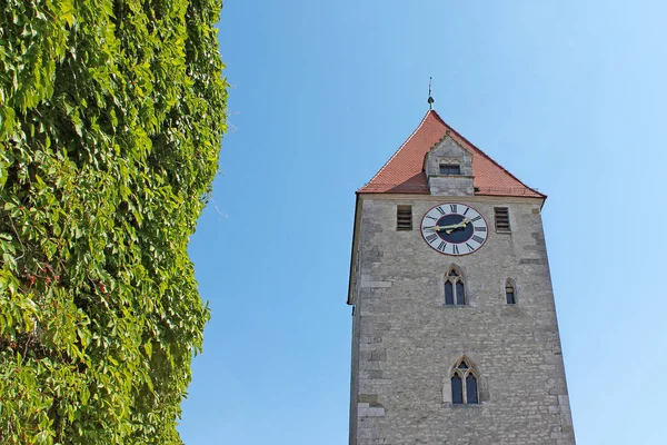 Średniowiecznego Miasta Regensburg Bawaria Niemcy Wieża Zegarowa — Zdjęcie stockowe