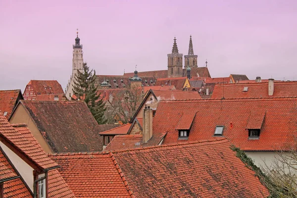 Zobacz Rothenburg Der Tauber Średniowieczne Miasto Niemczech Popularne Miejsce Turystyczne — Zdjęcie stockowe