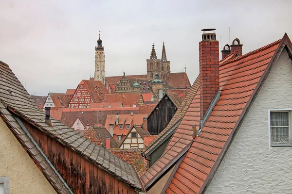 Zobrazit Rothenburg Der Tauber Středověké Město Německu Oblíbené Turistické Destinace — Stock fotografie