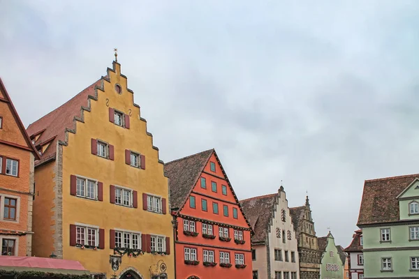 Visa Rothenburg Der Tauber Medeltida Stad Tyskland Populära Turistdestinationen — Stockfoto