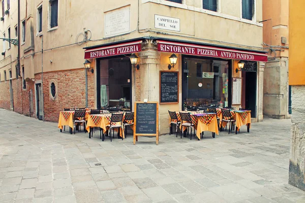 Restauracja Pizzeria Wenecji Włochy Lutego 2018 Roku — Zdjęcie stockowe