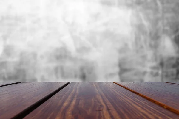 Wood Table Top Concrete Wall Background — Stock Photo, Image