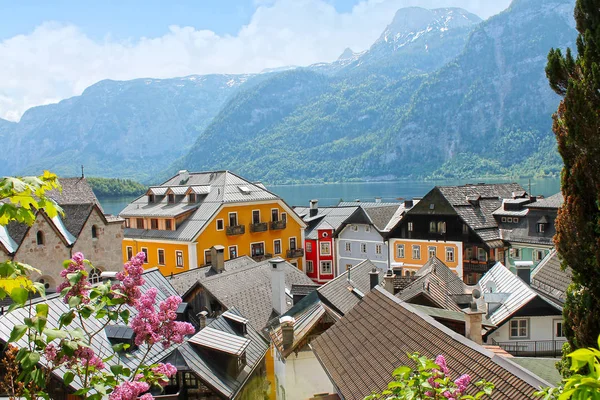 Nézd Hagyományos Ház Hallstatt Faluban Unesco Világörökség Része Ausztria — Stock Fotó