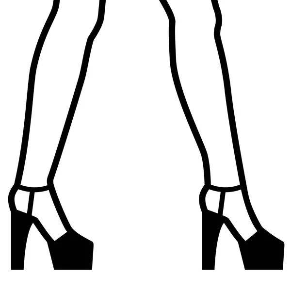 シンプルな黒の線図 ハイヒールの脚 — ストックベクタ