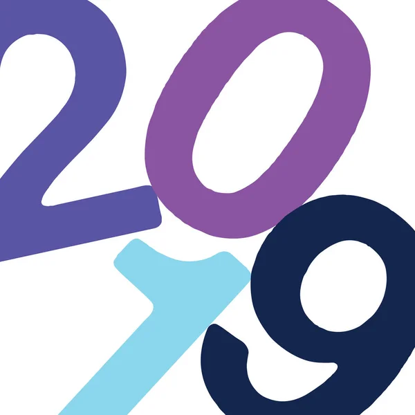 2019 Año Nuevo Tonos Azules — Vector de stock