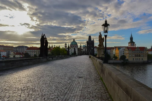 Leere Karlsbrücke Wegen Pandemie Covid — Stockfoto