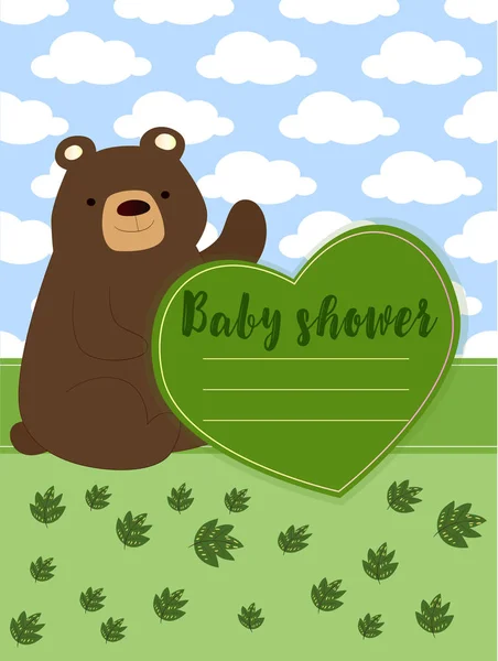 Vecteur Douche Bébé Avec Ours Mignon — Image vectorielle