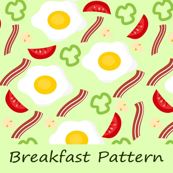 Jednolity Wzór Żywności Pyszne Obfite Śniadanie Fried Jaj Kawałek Boczku — Wektor stockowy