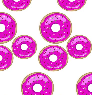 Çizgi film seamless modeli - tatlı çörek yakın çekim, vektör.