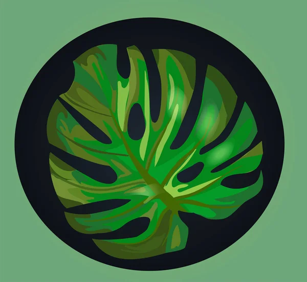 Icon Tropical Leaf Vector Крупным Планом Логотип Ботанического Стиля Зеленом — стоковый вектор