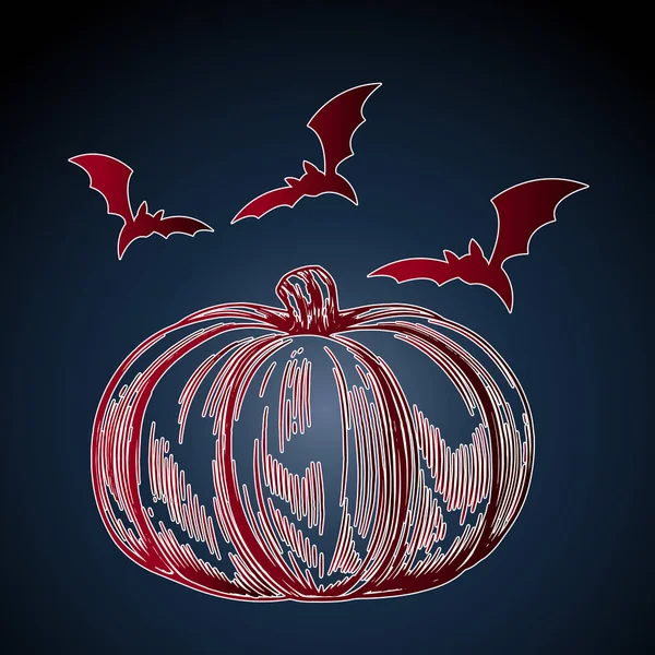 Carte Halloween Créative Gros Plan Sur Citrouille Rouge Les Chauves — Image vectorielle