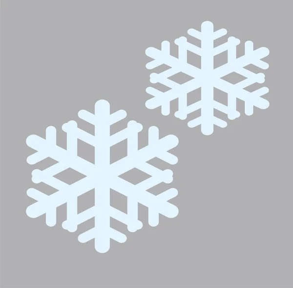 Δύο Επίπεδες Ανυσματικά Εικονίδια Νιφάδες Χιονιού Γκρι Φόντο Χειμώνας Εικόνες — Διανυσματικό Αρχείο