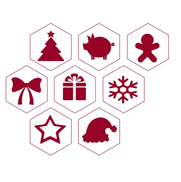 Christmas Icons Comb Beautiful Idea Winter Festive Vector Icons — Stock Vector