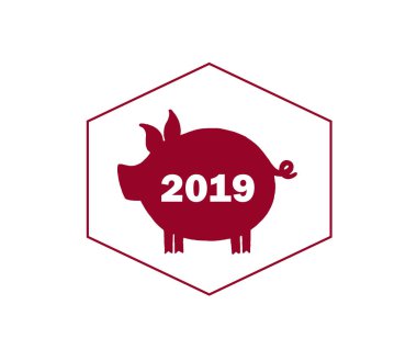 Domuz 2019. Düz vektör simgesi. Yeni Yılınız Kutlu Olsun