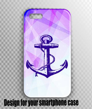 Vektör çizim desen - bir çapa vektör çizim ile cep telefonu durum. Deniz Tema