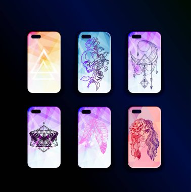 Örnekler - büyük vektör kümesini kapsayan bir güzel, şık baskı ile akıllı telefonlar için. Soyutlama ve geometri - sezon eğilim, iş için bir fikir