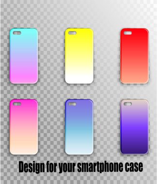 Collection, vector set of stylish design with color gradient. Smartphone accessories vector mock-up
