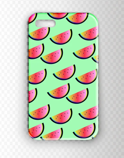 Stilvolle Vektor Attrappe Für Smartphone Neonfarbener Jugendeinband Mit Wassermelonen Helle — Stockvektor