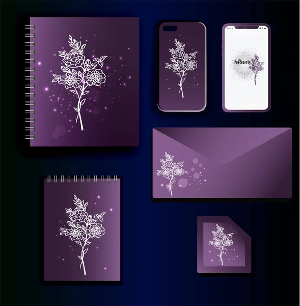 Corporate Identity Style Layout Belle Papeterie Élégante Design Pour Smartphones — Image vectorielle