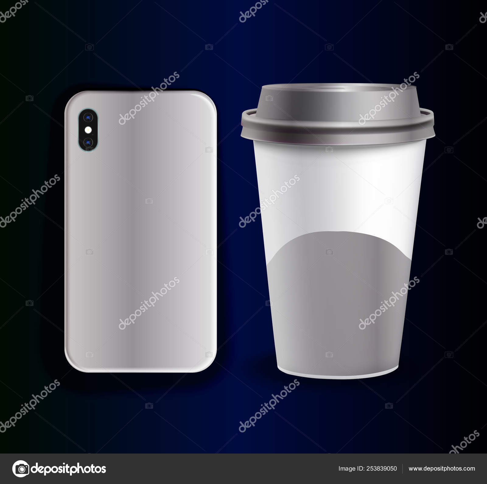 Download Mock Vector Plastic Cup Coffee Stylish Cover Smartphone Stylish Glossy Vector Image By C Littlemagic Vector Stock 253839050