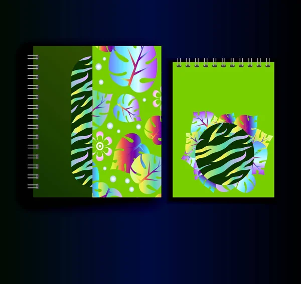 Diseño Creativo Brillante Para Portada Los Planificadores Cuadernos Estilo Tropical — Vector de stock