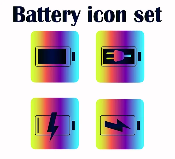 Ensemble Vectoriel Icônes Batterie Néon Isolées Statut Charge Batterie — Image vectorielle