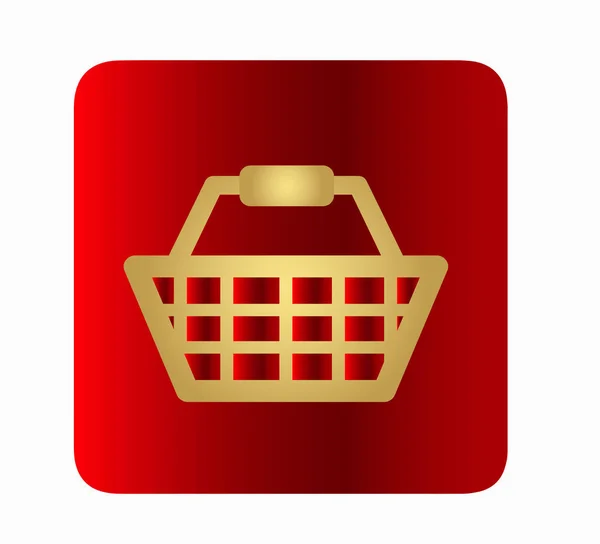 红色矢量图标 食品篮 网上购物 网站平面按钮的布局 在线购物 — 图库矢量图片