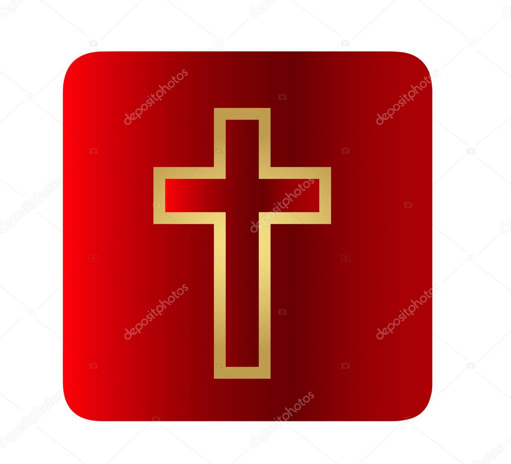 Gold vector cross mark icon - Happy Easter holiday.