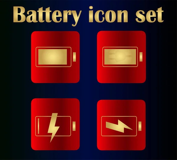 Ensemble Vectoriel Batteries Icônes Plates Dorées — Image vectorielle