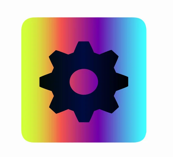 Neon Gear Vector Icon Settings Symbol Mobile Icon Button Layout — Stock Vector