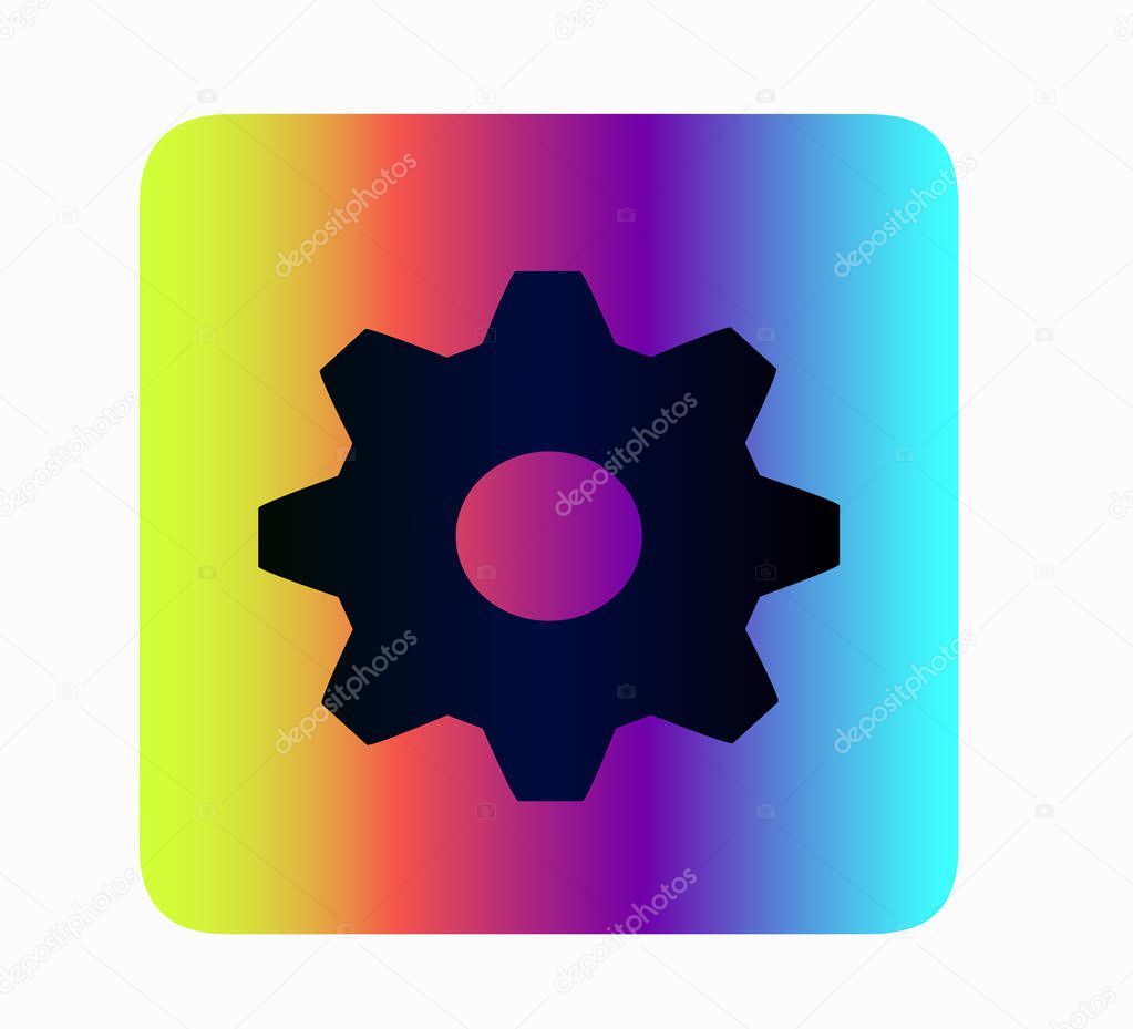 Neon gear vector icon, settings symbol. Mobile icon or button layout for web site