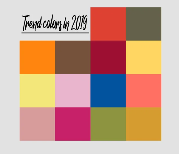 2019 Moda Renk Kılavuzları Paleti Rgb Tcx Adlı Renk Örnekleriyle — Stok Vektör