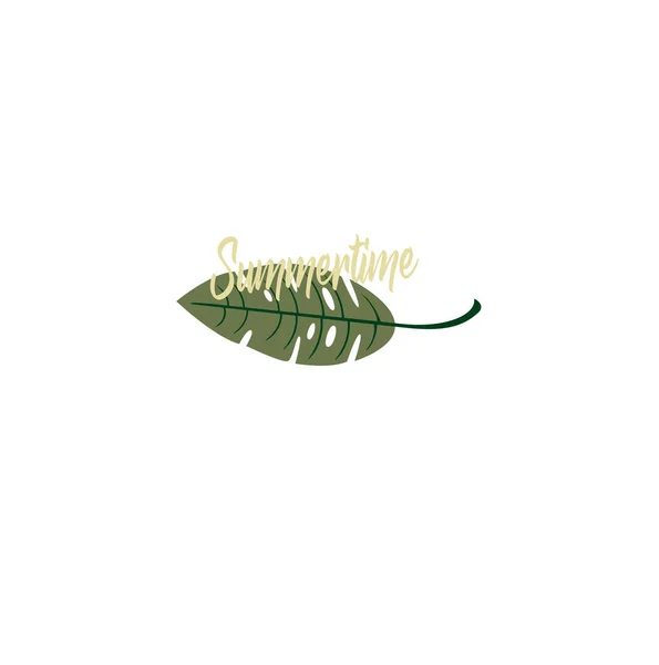 Sommer Vektor Logo Tropenblatt Nahaufnahme Sommerzeit Eine Exotische Pflanze — Stockvektor