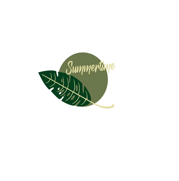 夏のロゴ植物学スタイル エキゾチックなシダの植物 夏の時間 熱帯の葉とベクトルロゴレイアウト — ストックベクタ