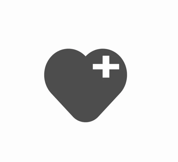 Monocromático Vetor Cinza Ícone Coração Close Logotipo Para Clínica Saúde — Vetor de Stock