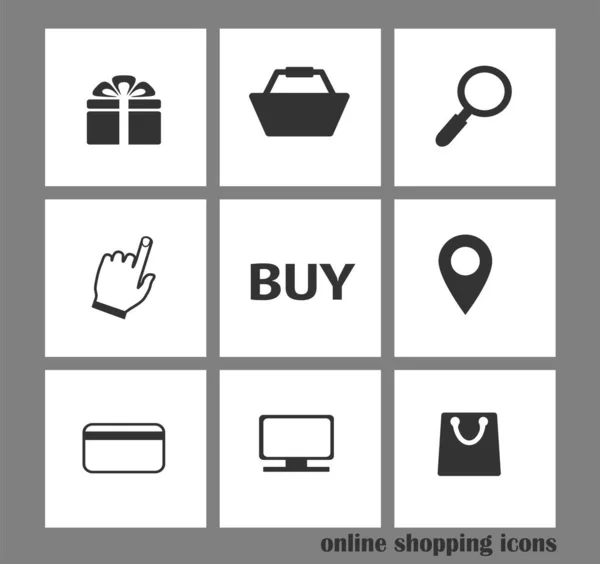 设置单色矢量在线购物图标 智能手机和网站 在线商务的网络图标 — 图库矢量图片
