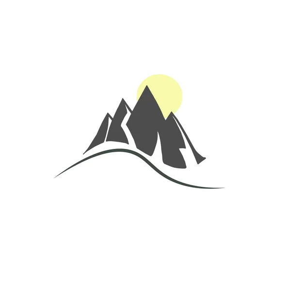 フラットベクトルロゴデザイン スポーツスキーショップや旅行ブログのための山 極端な アクティブな休息 風景アイコンベクトル 山クローズアップ — ストックベクタ